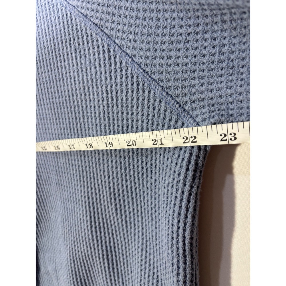 Minimalist Cozy Casual Old Navy Waffle Knit Henley Top Womens Large Blue - Picture 6 of 7